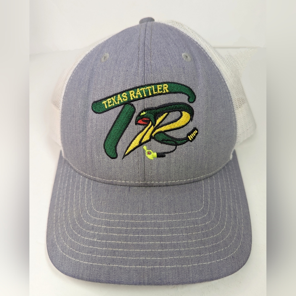Texas Rattler Trucker Hat Snapback Mesh Worlds Finest Jig Head Fishing Lure Gray